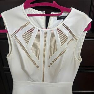 BCBGMaxAzria Cream Sheath Mini Dress with Cutout Design